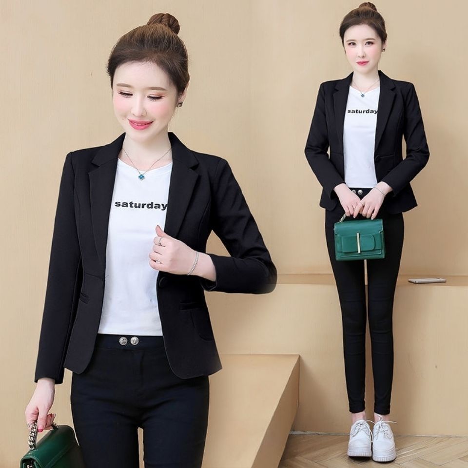 Small suit jacket women's spring and autumn thin section new fashion Korean version short self-cultivation temperament suit jacket casual trend