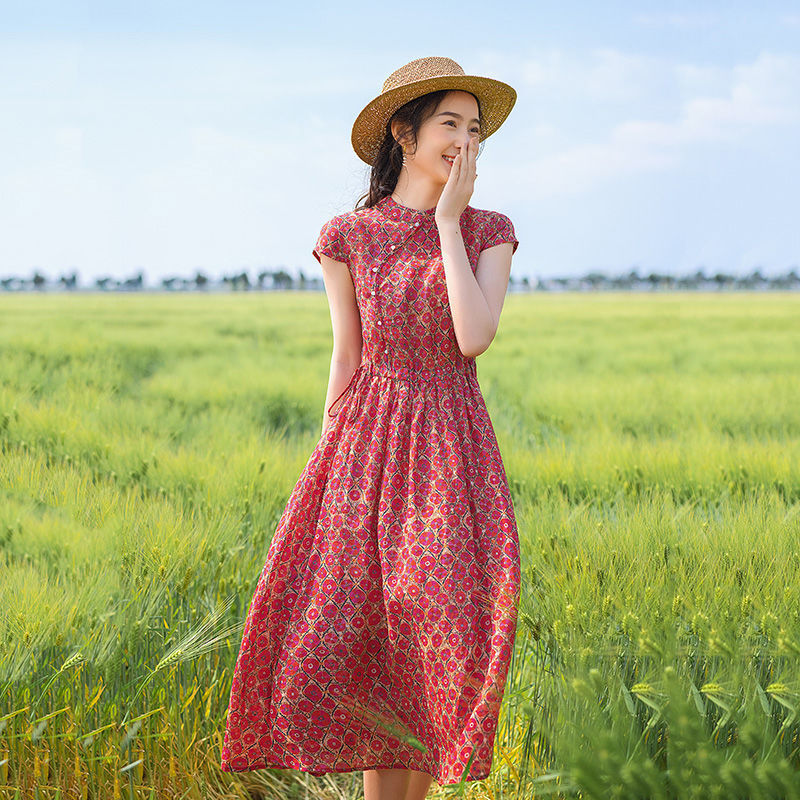 日韓外貿尾單品牌剪標出口連衣裙女夏新款短袖網紅氣質純棉裙子