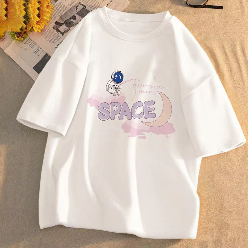 White short-sleeved t-shirt female summer Korean version loose ins tide Hong Kong style design sense niche student half-sleeved T-shirt top