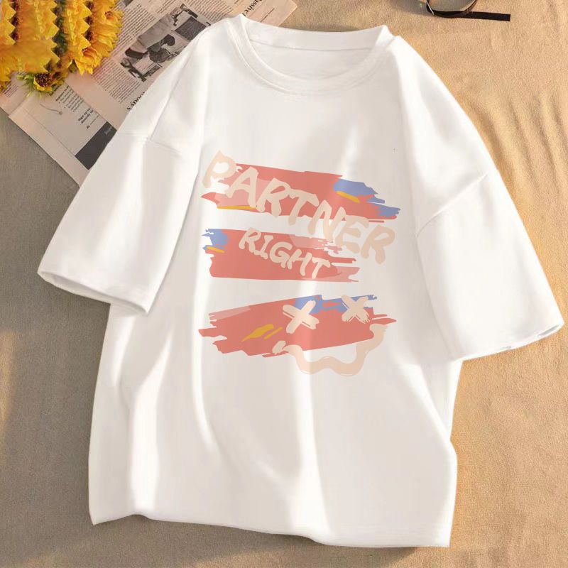 White short-sleeved t-shirt female summer Korean version loose ins tide Hong Kong style design sense niche student half-sleeved T-shirt top