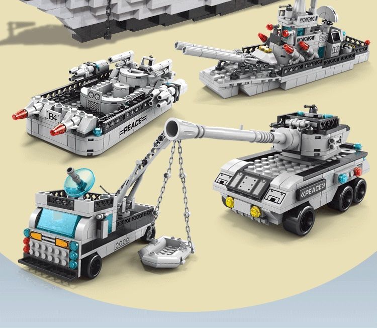 兼容樂高小顆粒積木大型航母坦克男孩軍事樂高兒童玩具益智拼裝圖