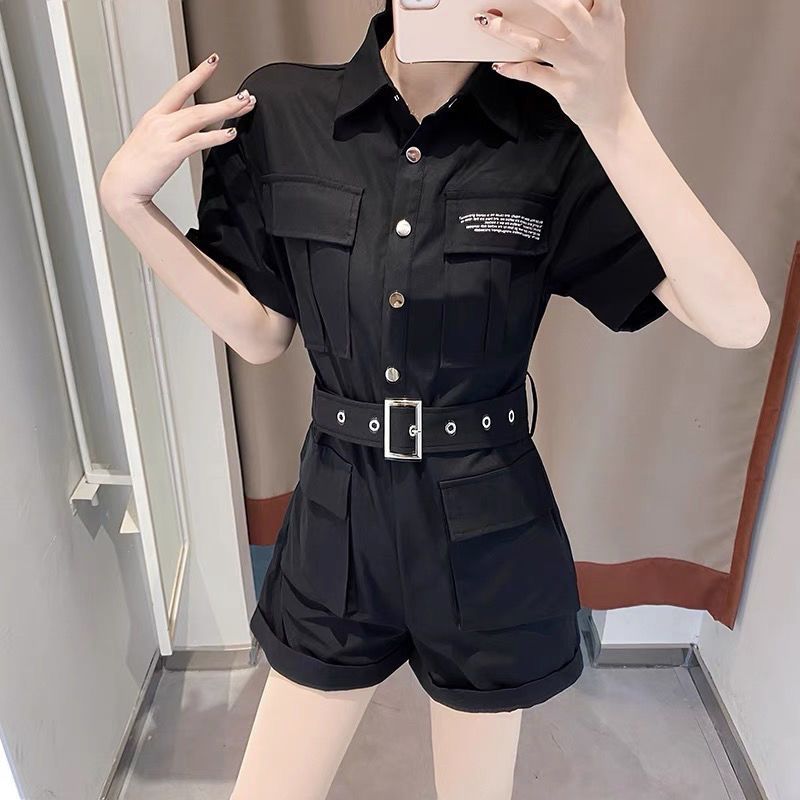 2022 summer new tooling jumpsuit women's Korean version of ins loose all-match straight casual wide-leg pants suit trendy