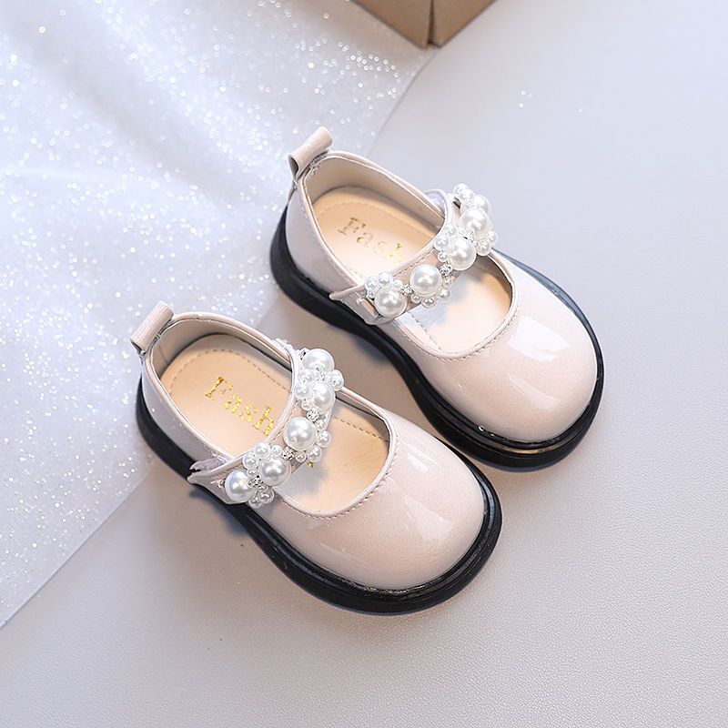 2022 spring and autumn girl baby children's princess shoes bright beads girls' single shoes small leather shoes baby shoes soft bottom toddler shoes