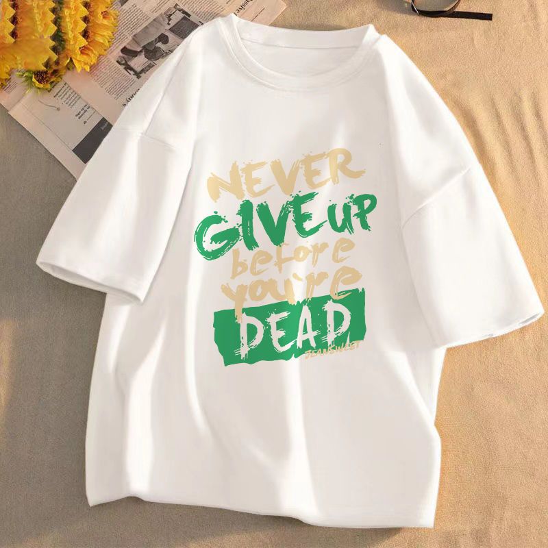 Short-sleeved t-shirt female new student Korean version loose college style half-sleeved T-shirt summer thin section round neck top trend