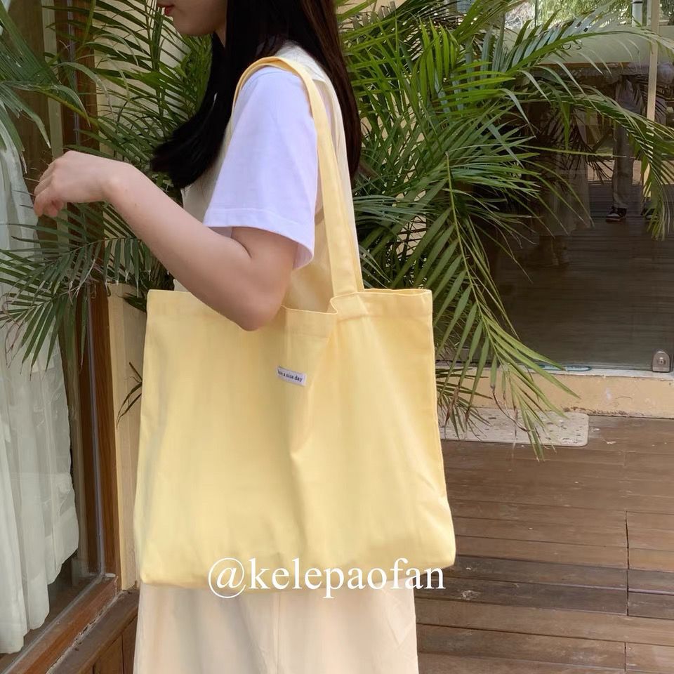 Summer healing gentle milk yellow shoulder bag Korean ins twill soft canvas bag student class handbag bag