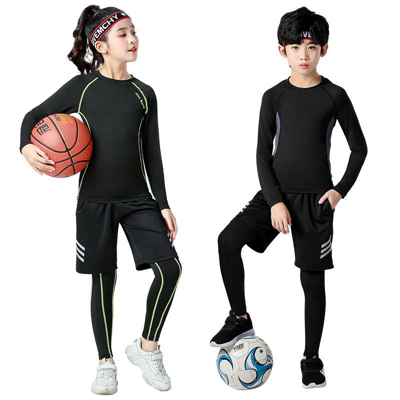 儿童运动服套装男童女童篮球打底裤足球训练服小男孩速干衣中大童