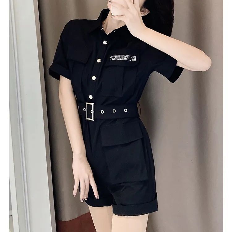 2022 summer new tooling jumpsuit women's Korean version of ins loose all-match straight casual wide-leg pants suit trendy