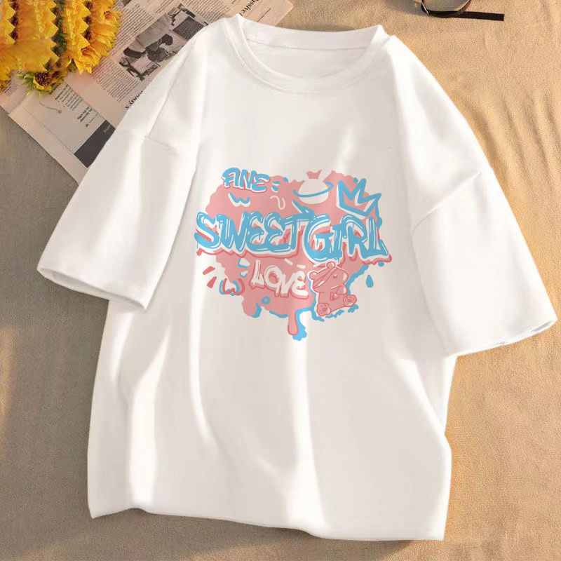 Short-sleeved t-shirt female summer new student Korean version loose half-sleeved salt system cartoon all-match T-shirt ins wind top