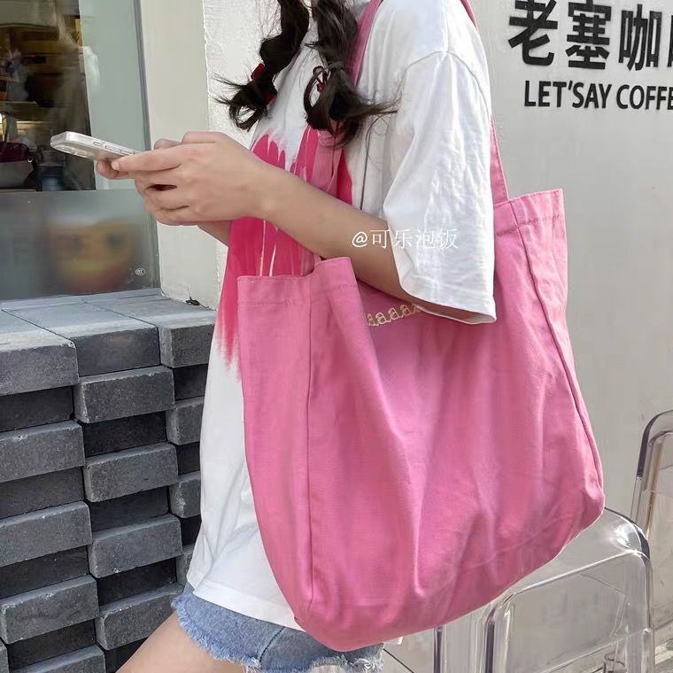 新款女韩版简约小众少女感百搭时尚帆布大容量显白单肩托特包