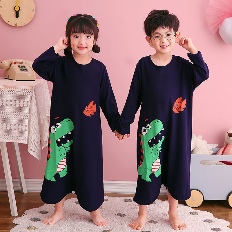 Spring and autumn children's pajamas pure cotton anti-kick Siamese boys and girls baby thin section cartoon super cute children's air-conditioning home service