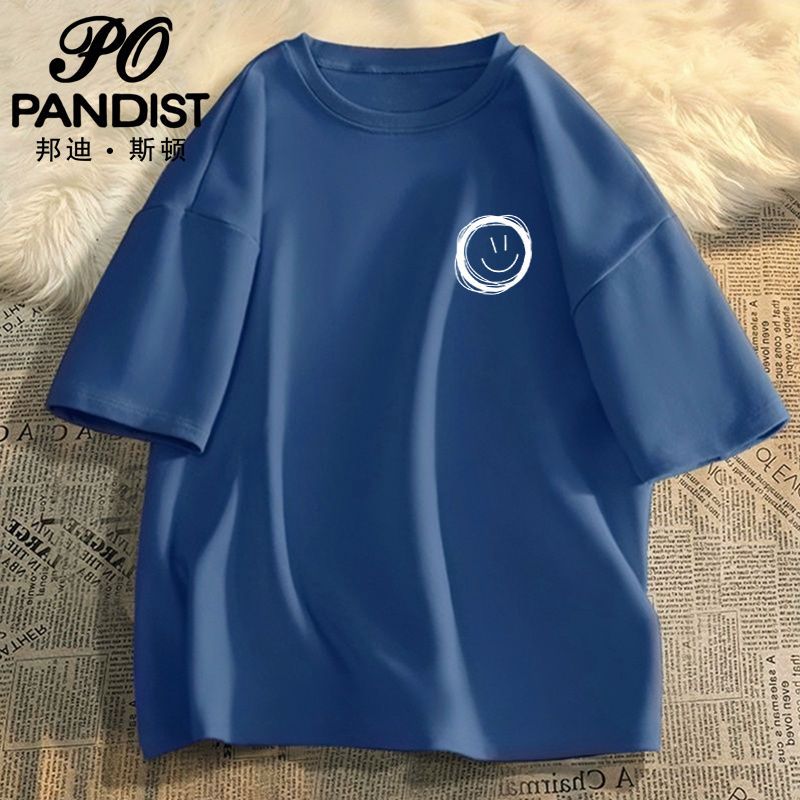 PANDIST 港風t恤男士寬鬆短袖ins潮牌半袖五分袖韓版情侶上衣體恤