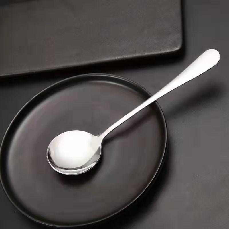 Thickened stainless steel spoon fruit spoon watermelon spoon household adult children spoon dinner spoon large long handle spoon