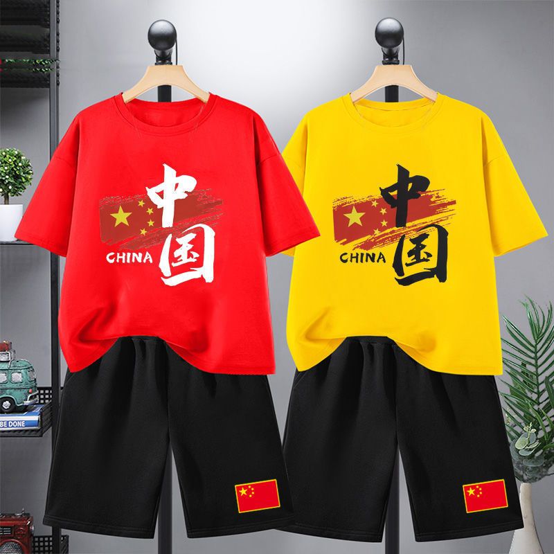 男童夏裝套裝兒童中國短袖t恤短褲2023款洋氣中小童韓版帥氣潮衣