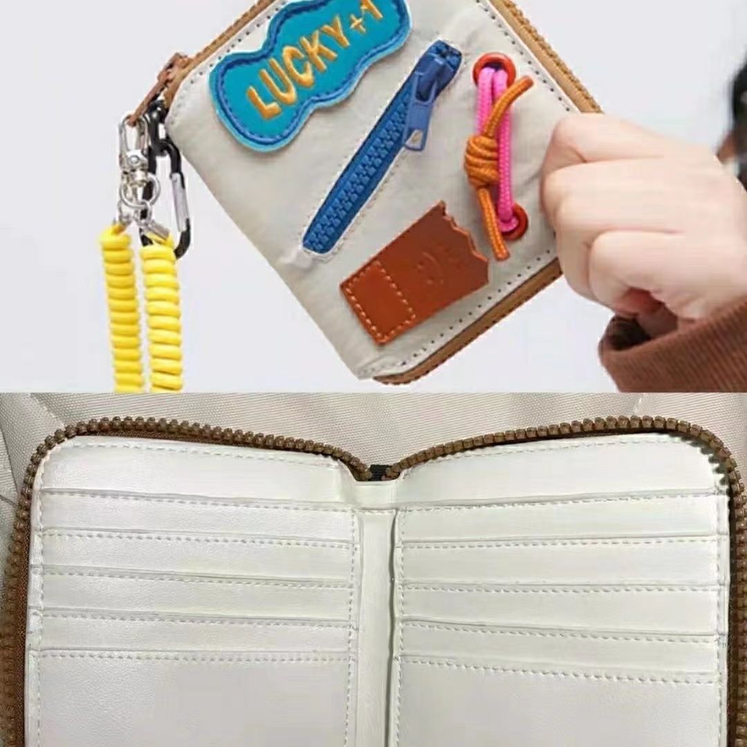 新款ins韩版短款拉链多卡位钱包可爱少女心小众设计卡包