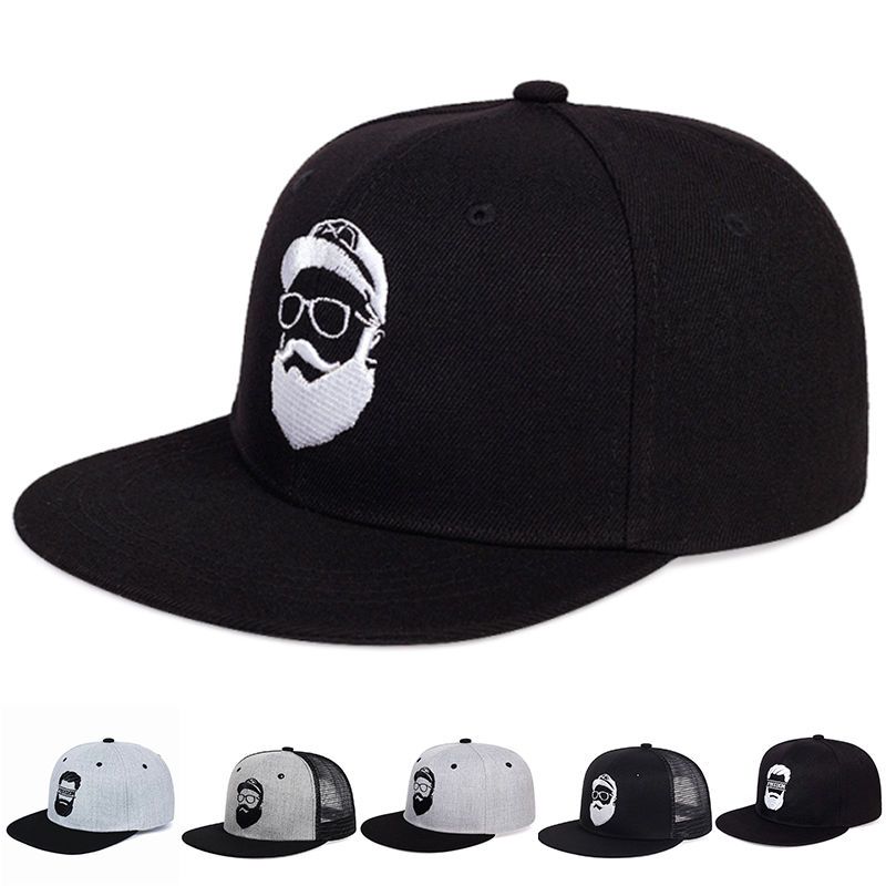 Neuer Bart alter Mann bestickte Baseballkappe Mode Sommer Mesh Hut lässig verstellbar Straße Hip Hop Hut mit flacher Krempe_voghion.com