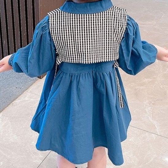 Korean girls' dress 2023 new spring baby girl fake two-piece children's spring and autumn foreign style princess skirt