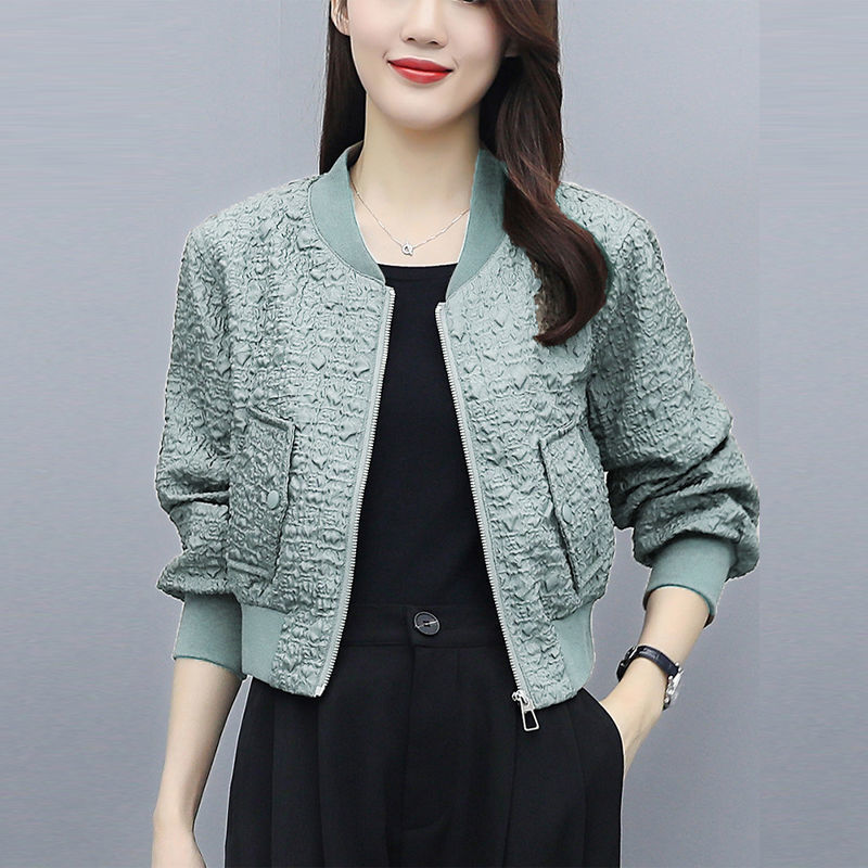 Short coat for women  spring and autumn new style small high-waisted slim top with temperament and versatile baseball uniform jacket trend