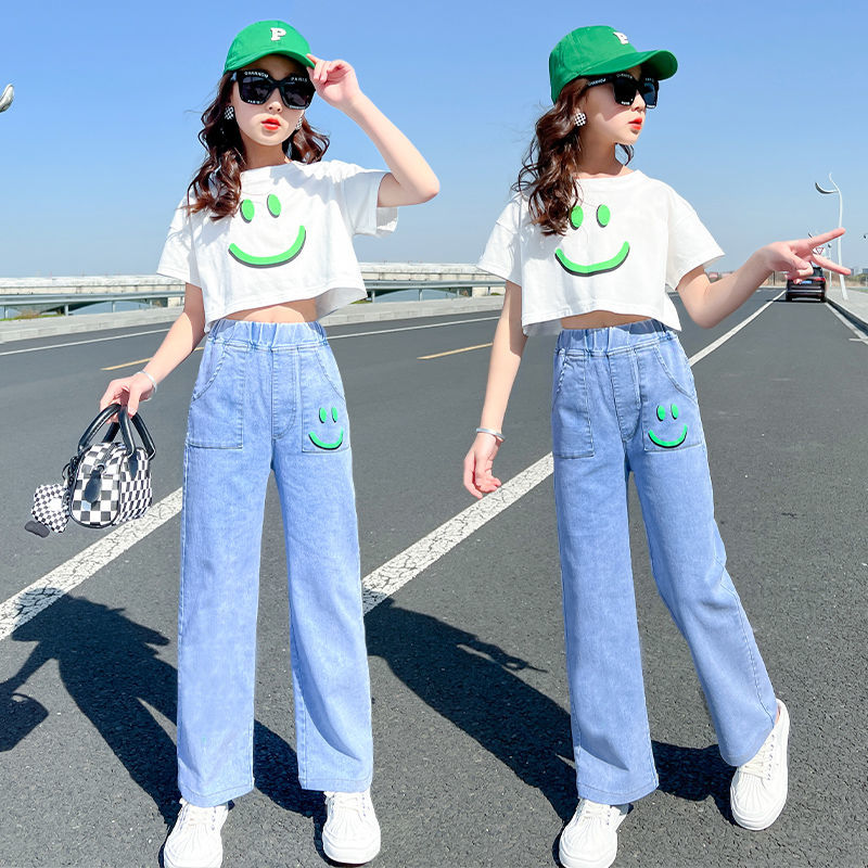 女童夏裝套裝女孩洋氣大童夏季短袖時髦網紅薄款夏天休閒兒童衣服