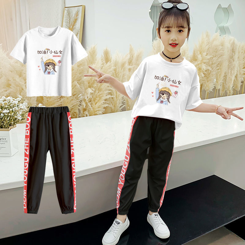 女童套装夏装新款网红时尚中大童儿童薄款韩版潮流运动两件套