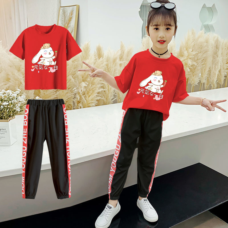 女童套装夏装新款网红时尚中大童儿童薄款韩版潮流运动两件套