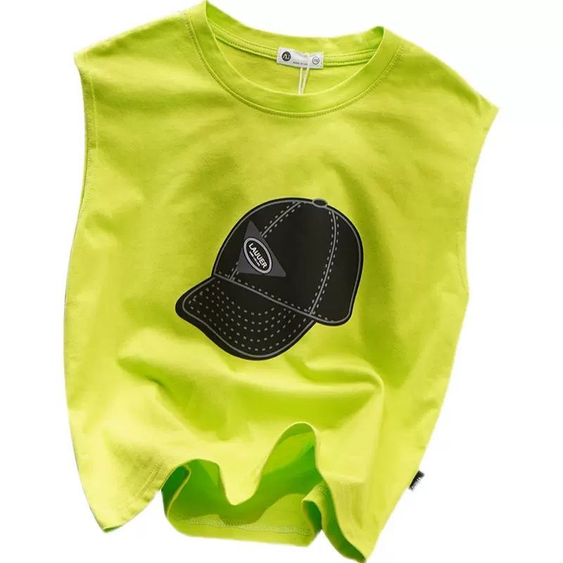 Boys' cotton vest Hat Vest summer 2022 new children's sleeveless summer thin sports elastic trend
