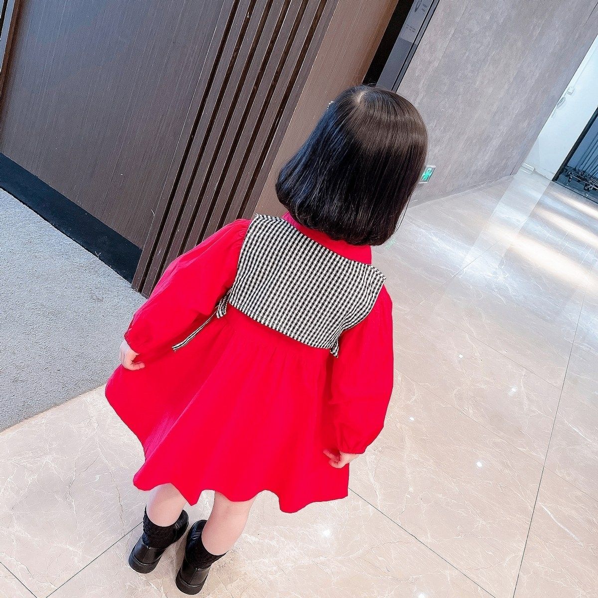 Korean girls' dress 2023 new spring baby girl fake two-piece children's spring and autumn foreign style princess skirt