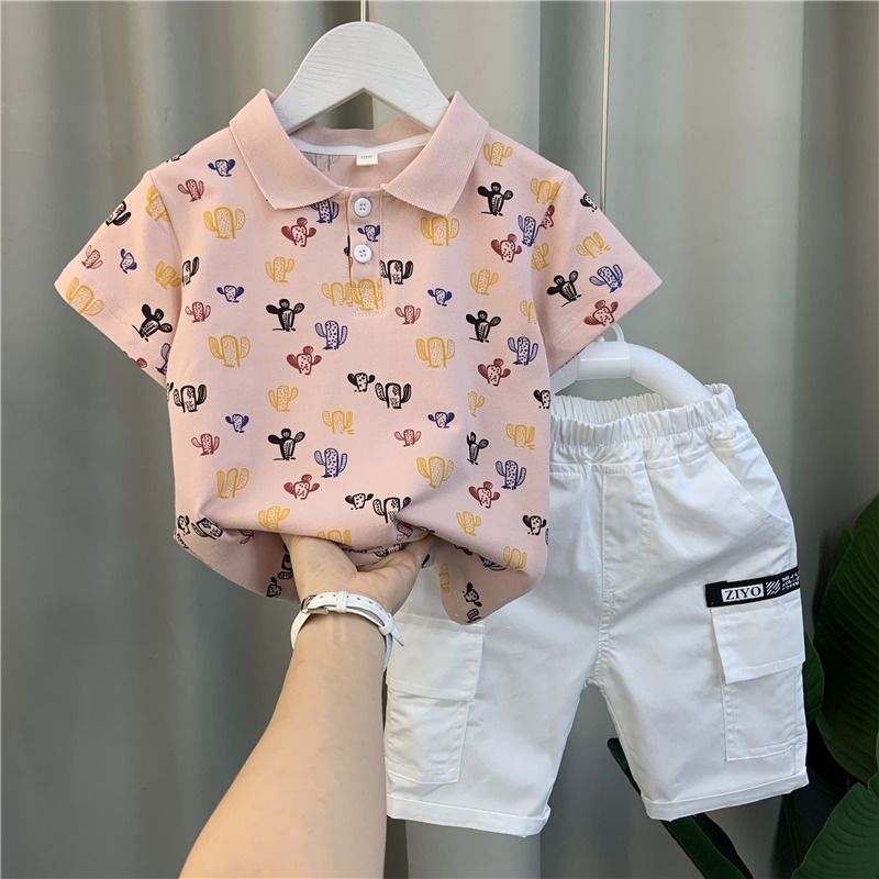 男童夏季短袖套裝23新款洋氣寶寶衣服潮帥氣兒童翻領polo衫兩件套