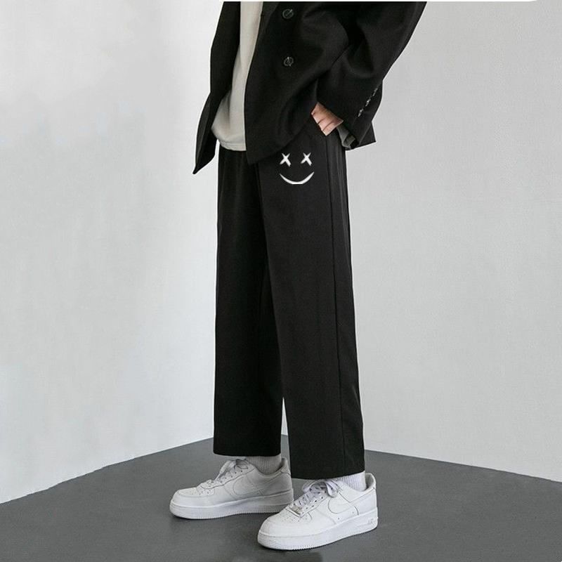 Pants men's spring and summer thin straight casual pants loose wide-leg pants ins trendy brand all-match boys' nine-point pants
