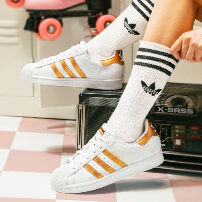 adidas三叶草女鞋superstar金标贝壳头运动鞋休闲板鞋fx7484 7483