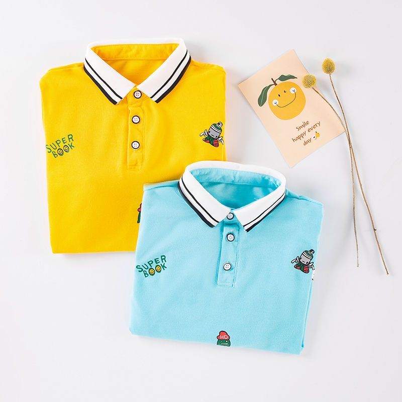 Boys T-shirt long-sleeved spring POLO shirt top 2022 new handsome big boy lapel bottoming shirt for boys