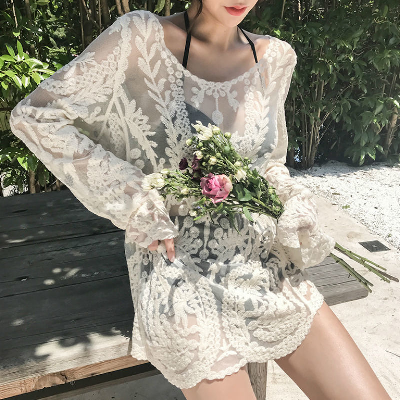 2023 new popular style slimming belly-covering conservative ladies hot springs high-end split large size sexy swimsuit