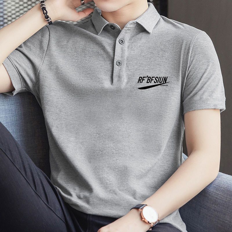 時尚polo衫有領短袖T恤衫男士上衣服紐扣商務男裝辦公休閒修身