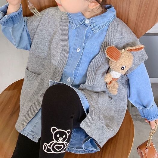Girls' New Spring Autumn Denim Mid-Length Shirt, Casual Jacket For Toddlers, Stylish And Versatile_voghion.com