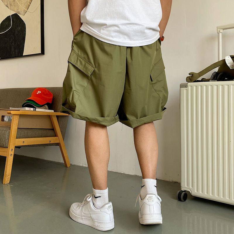Men's loose 5-point pants American fashion wear out versatile sports shorts handsome summer ice silk work clothes casual pants