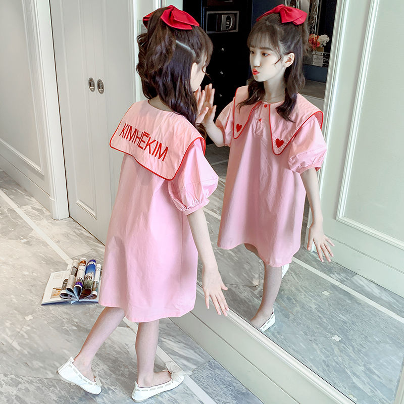 女童連衣裙夏裝2023新款兒童網紅裙子洋氣夏季短袖大童女孩公主裙