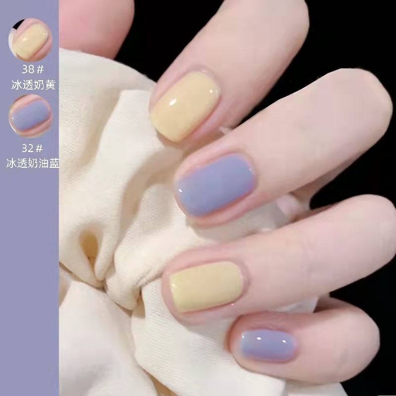 網紅新款顯白指甲油免烤不可撕持久不掉色奶油藍奶黃蜜桃學生美甲