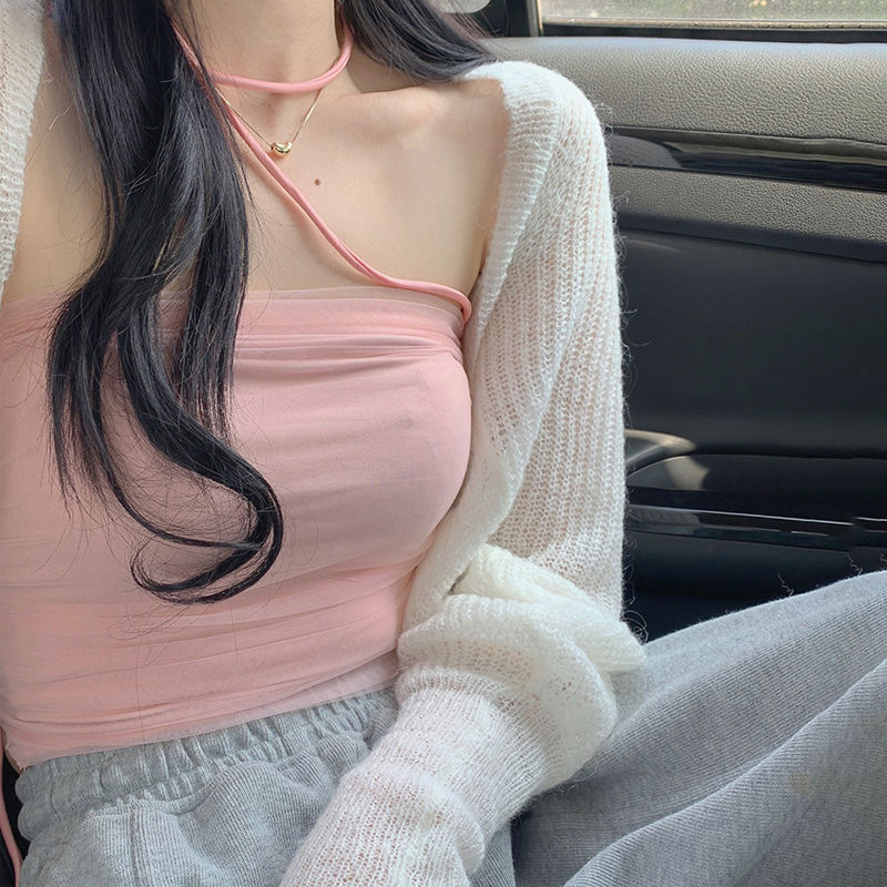 純欲性感掛脖吊帶小背心女夏季甜辣妹粉色修身外穿內搭打底衫上衣