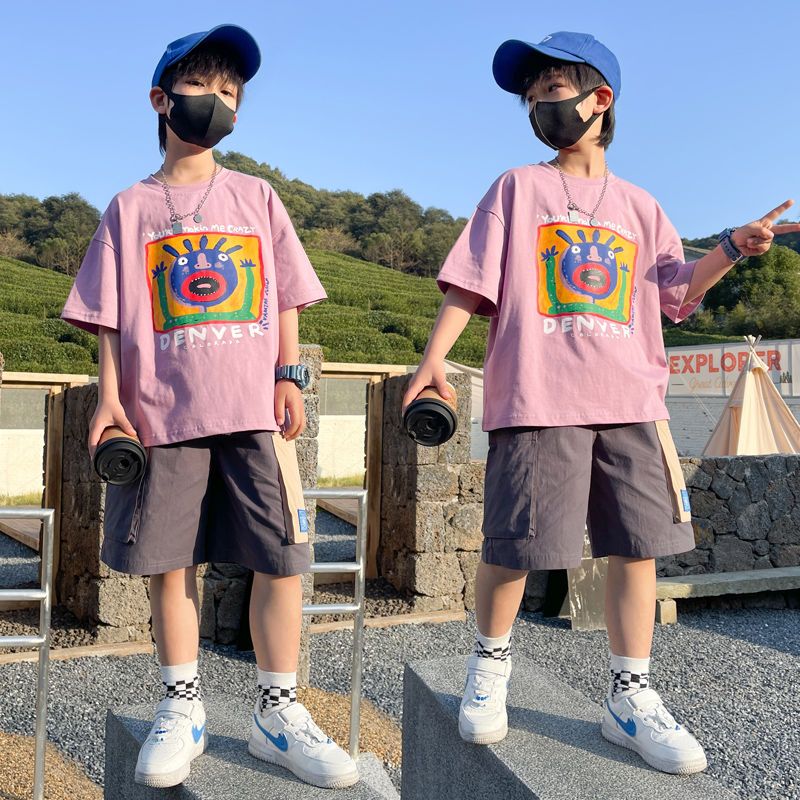 男童夏裝套裝時髦2023新款洋氣兒童炸街網紅夏季男孩中大童運動潮