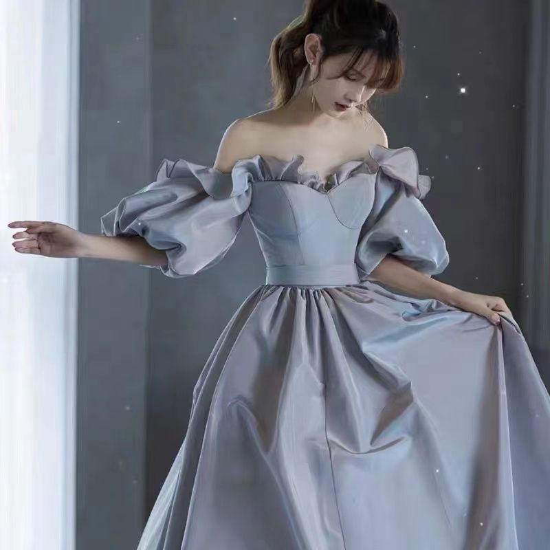 175740-高端晚礼服女高级感宴会气质轻奢小众泡泡袖主持人生日艺考连衣裙-详情图