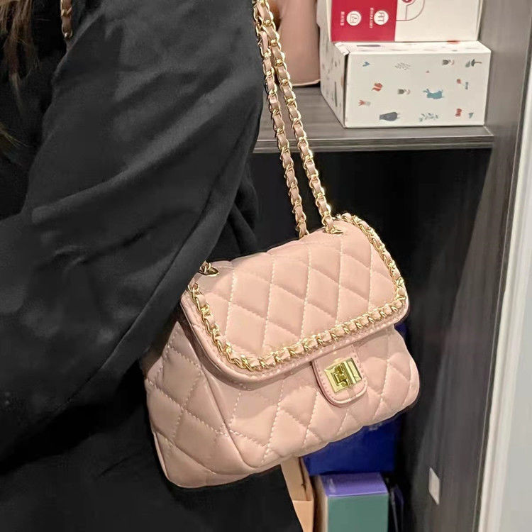 青春單品女包小香風菱格鏈條流行包包2022新款高質感小眾斜挎包女