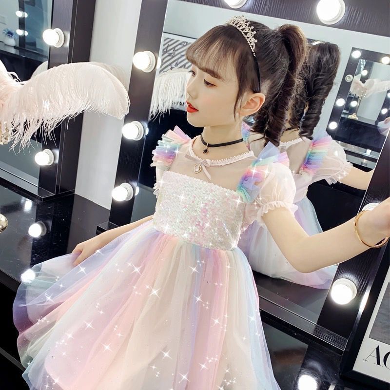 女童連衣裙夏裝2022新款洋氣兒童網紅裙子夏季小女孩公主裙紗裙潮