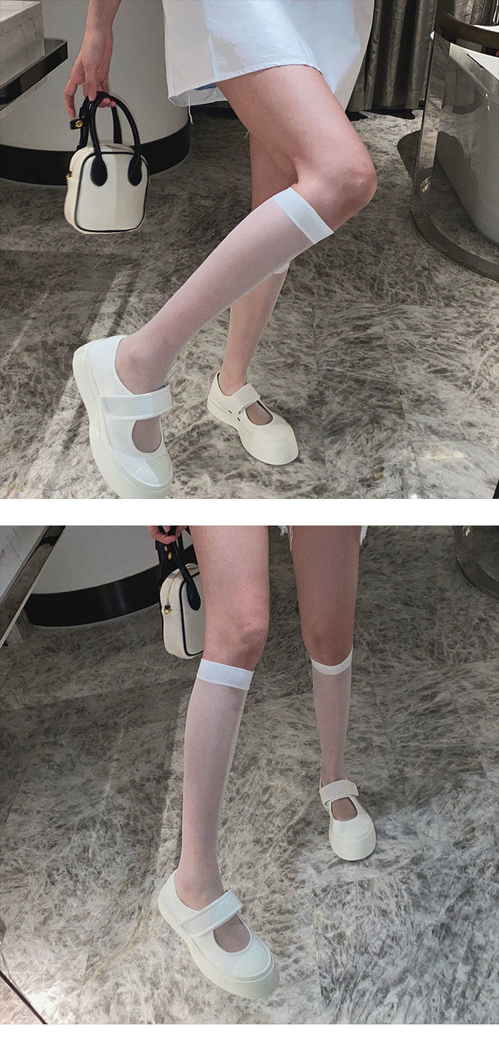 袜子女夏季中筒黑白色jk袜子夏天薄款长筒袜过膝长袜半高筒小腿袜
