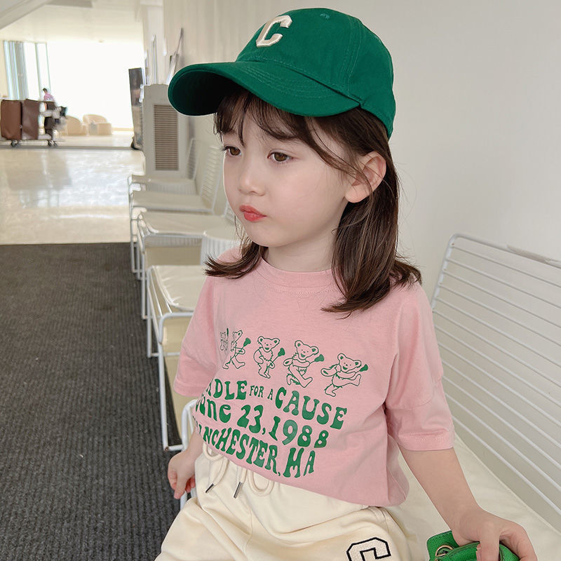 Girls cotton short-sleeved T-shirt tops thin Korean version of the new summer children's casual tops bottoming shirt tide