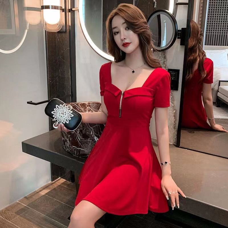 性感連衣裙收腰顯瘦氣質a字裙黑色夜店女裝夜場工作服酒吧短裙夏