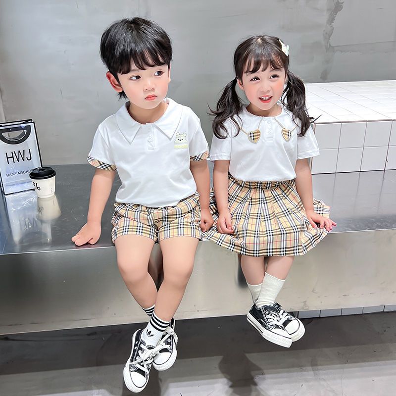 姐弟裝夏季2021新款兄妹裝龍鳳胎幼兒園園服六一表演女童休閒套裝
