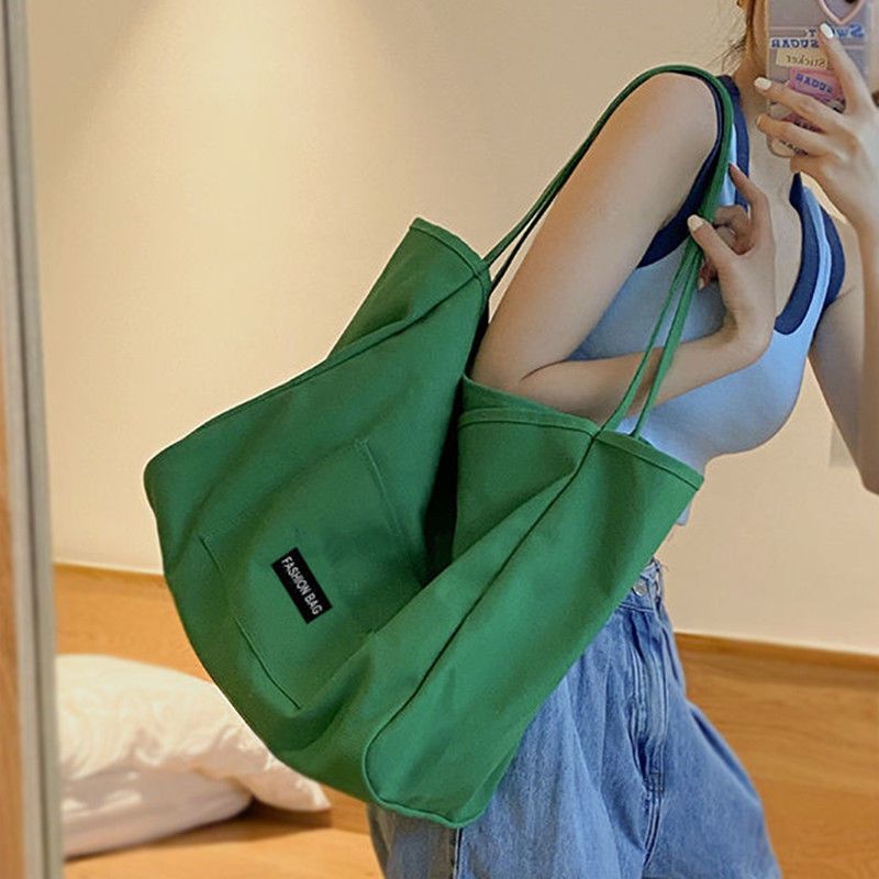 帆布包女学生韩版超大容量新款休闲百搭多色单肩托特包手提袋