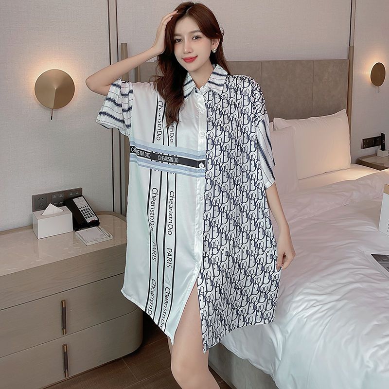Pajamas women's 2022 new high-end ice and snow silk nightdress can be worn outside the net red hot style small summer casual