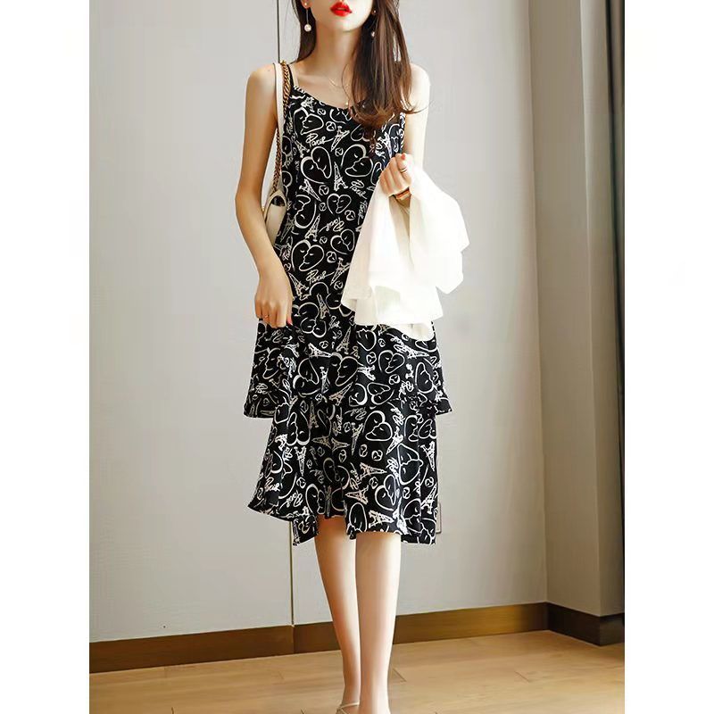 2022 dress foreign style small suit floral skirt suit two piece summer dress print sexy