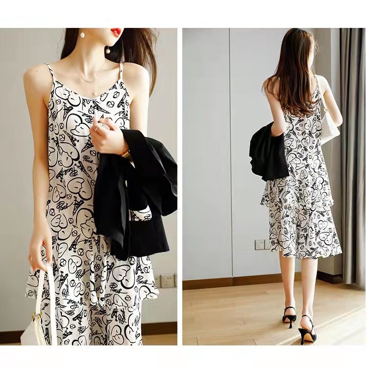2022 dress foreign style small suit floral skirt suit two piece summer dress print sexy