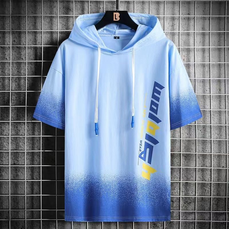 Summer men's large fashion trendy ice suit ins casual and versatile handsome youth student trend T-shirt